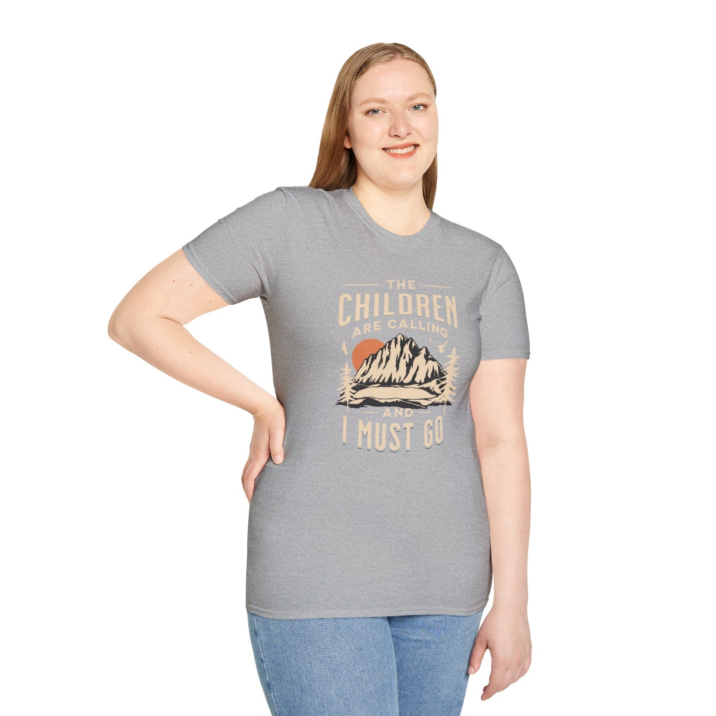 Children are calling. Mom Dad Unisex Softstyle T-Shirt