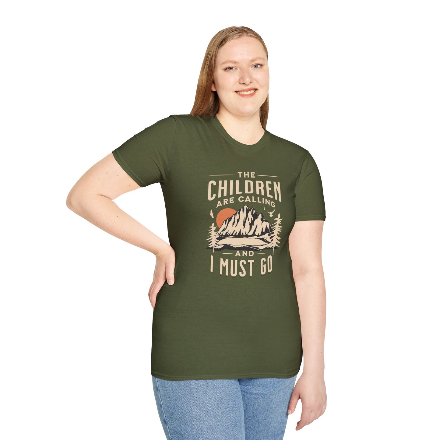 Children are calling. Mom Dad Unisex Softstyle T-Shirt