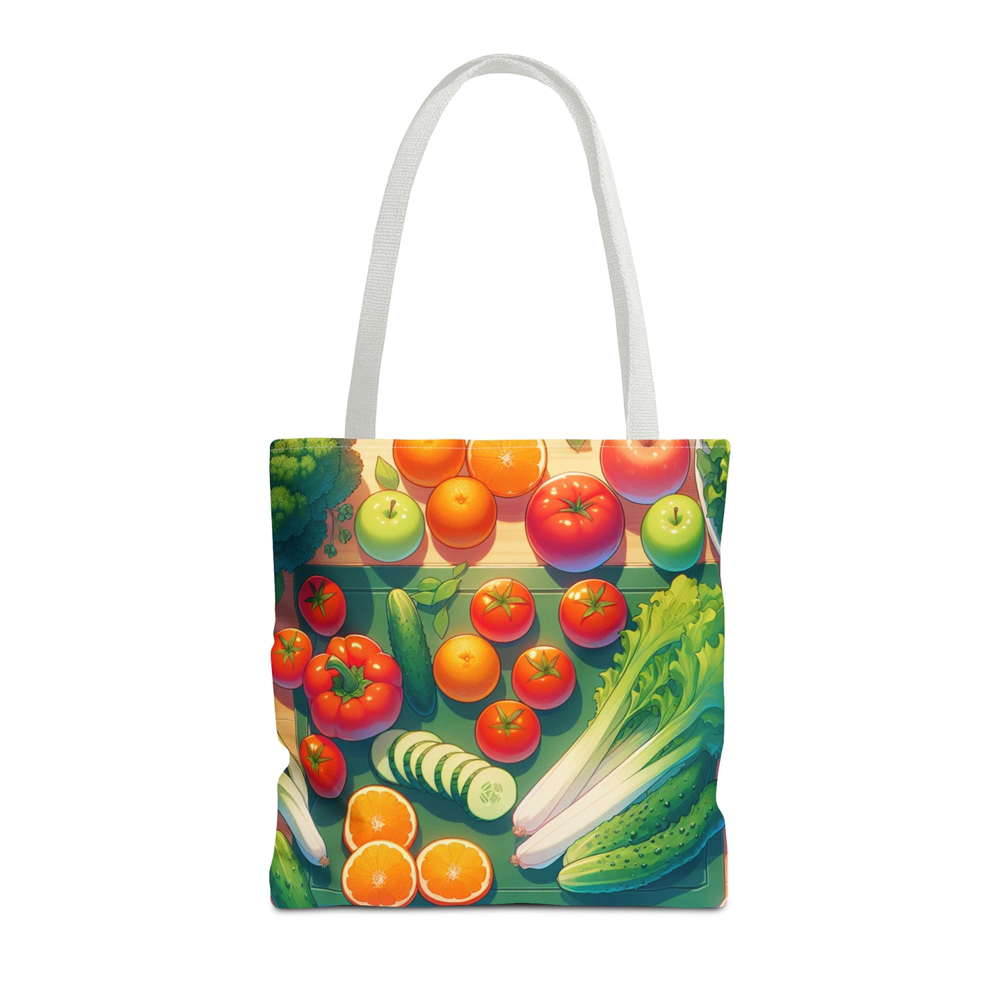 Vegetable design Tote Bag. White or Black handle