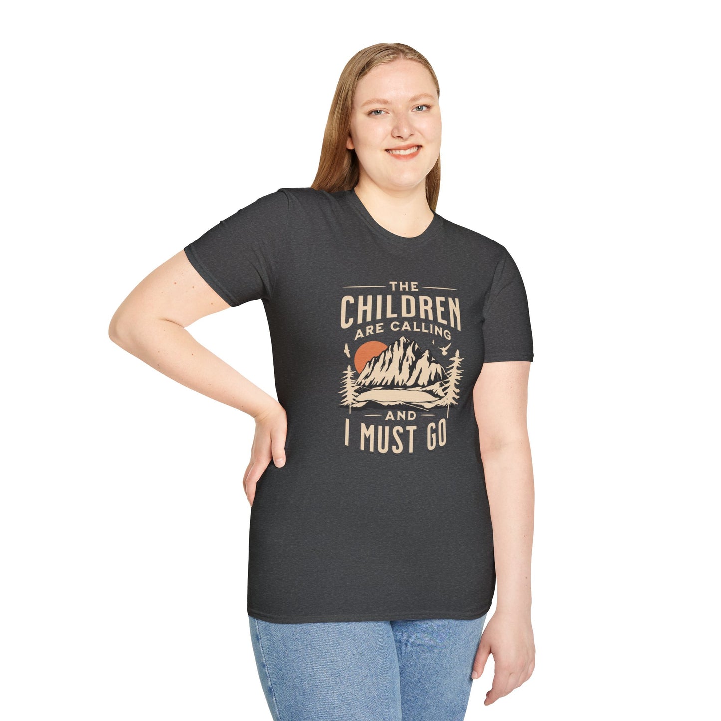 Children are calling. Mom Dad Unisex Softstyle T-Shirt