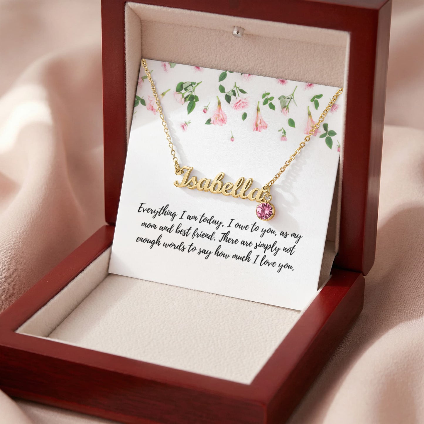 To Mom - Name Necklace with birthstone.
