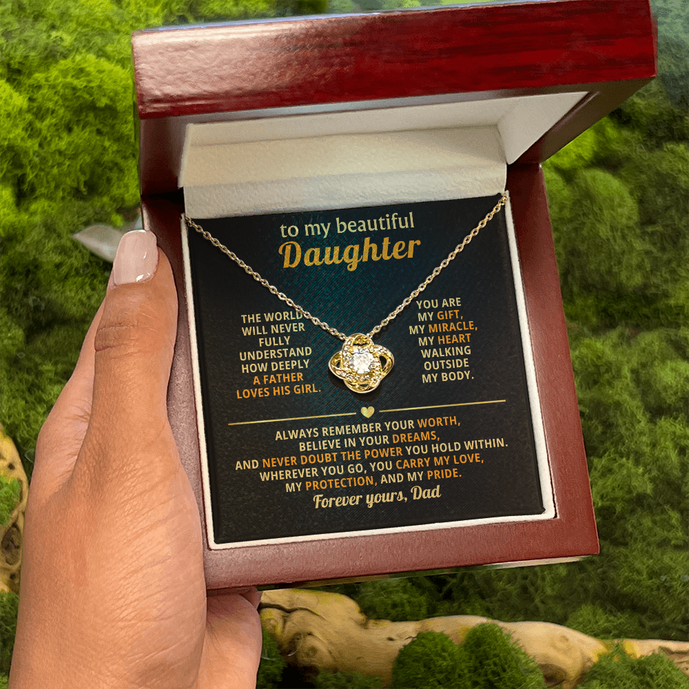 Beautiful Daughter from Dad Love Knot necklace