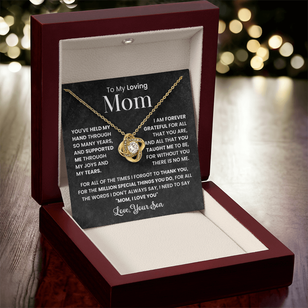 To Mom from son - love knot necklace