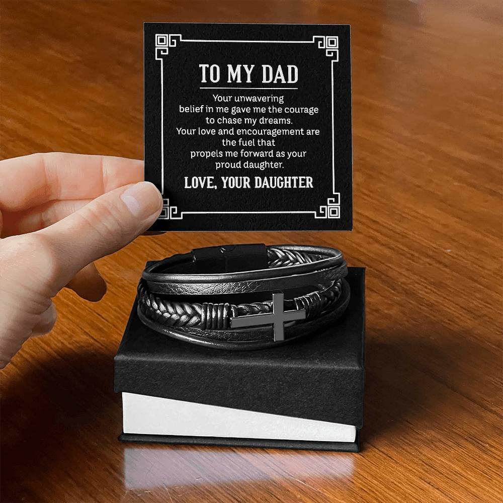 Father's Day gift from Daughter. Leather bracelet to show Dad how much you love him