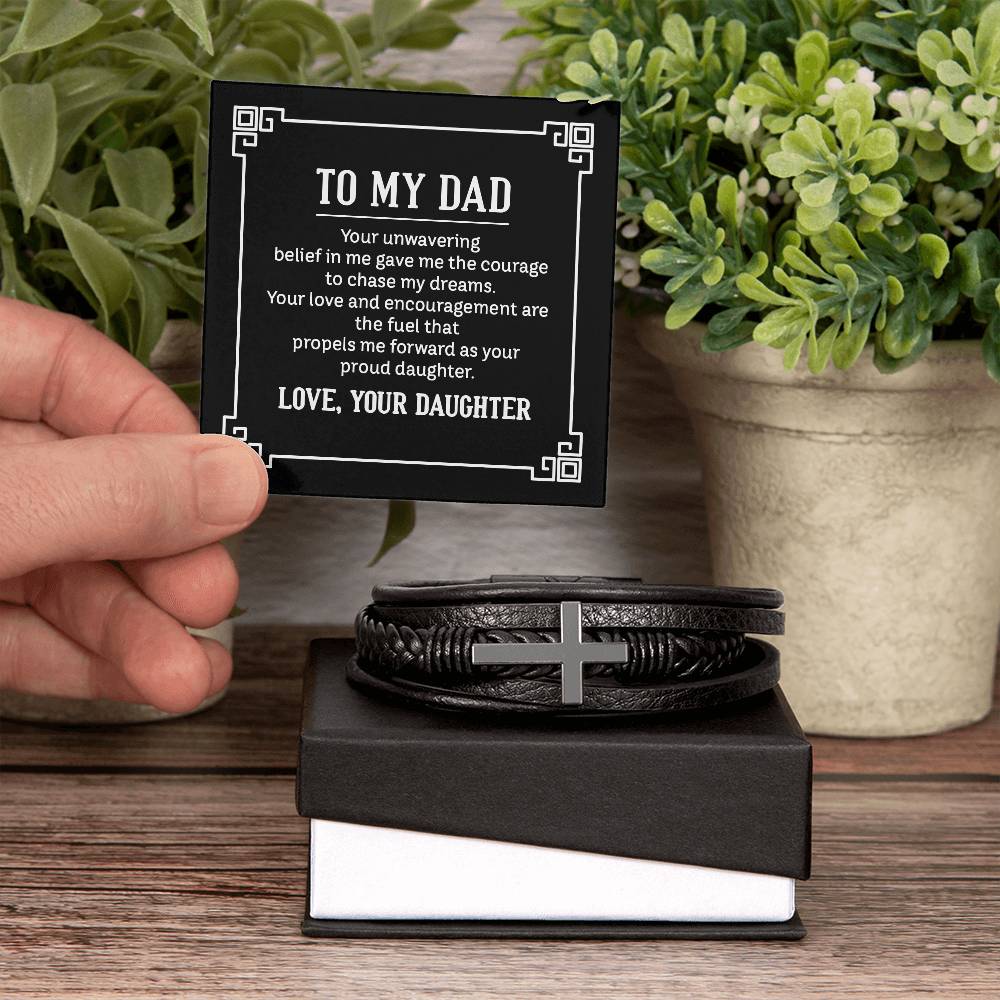 Father's Day gift from Daughter. Leather bracelet to show Dad how much you love him