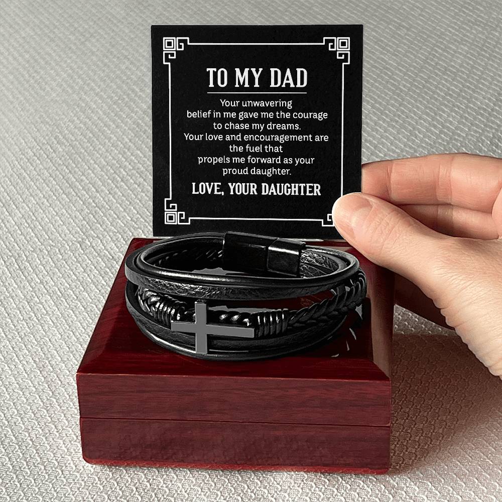 Father's Day gift from Daughter. Leather bracelet to show Dad how much you love him