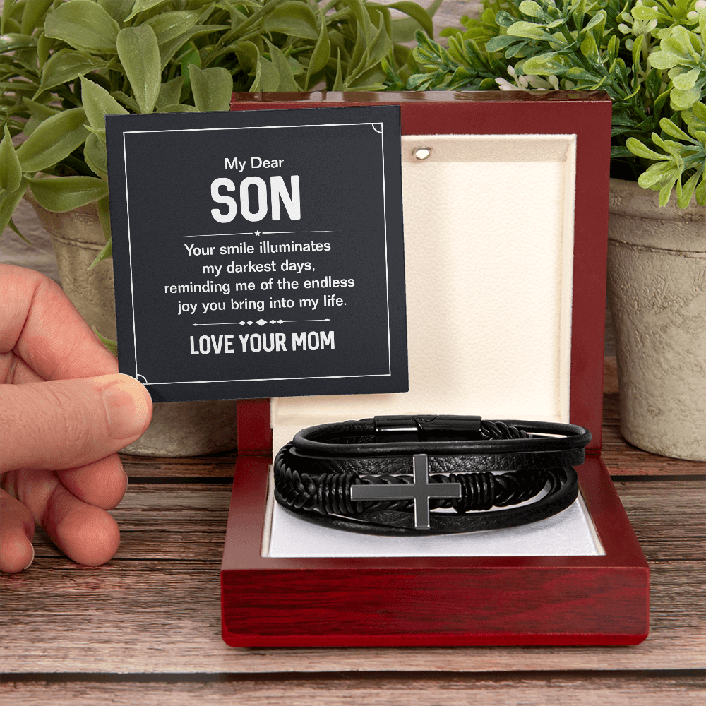 To Son from Mom cross bracelet