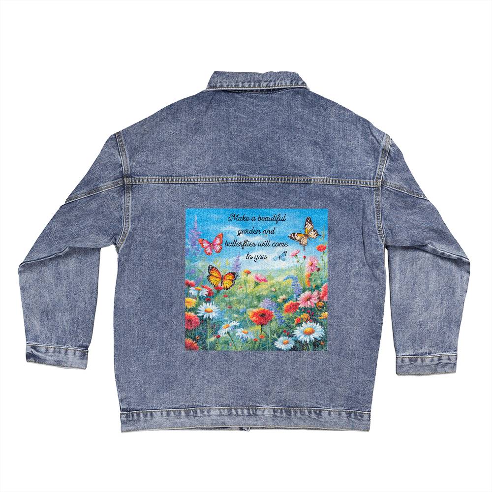 Women's Denim Jacket with butterfly design