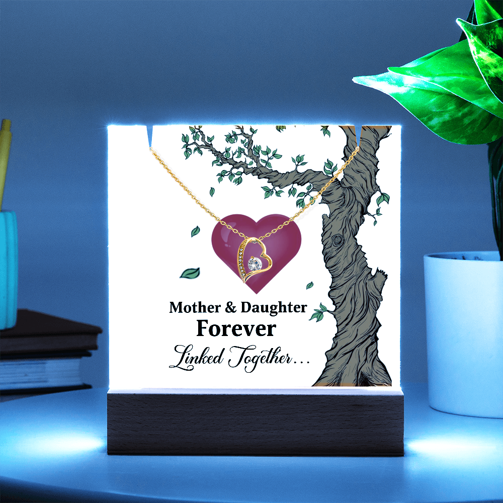 Mother and Daughter acrylic forever love necklace