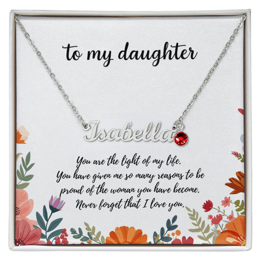Daughter name necklace with birthstone