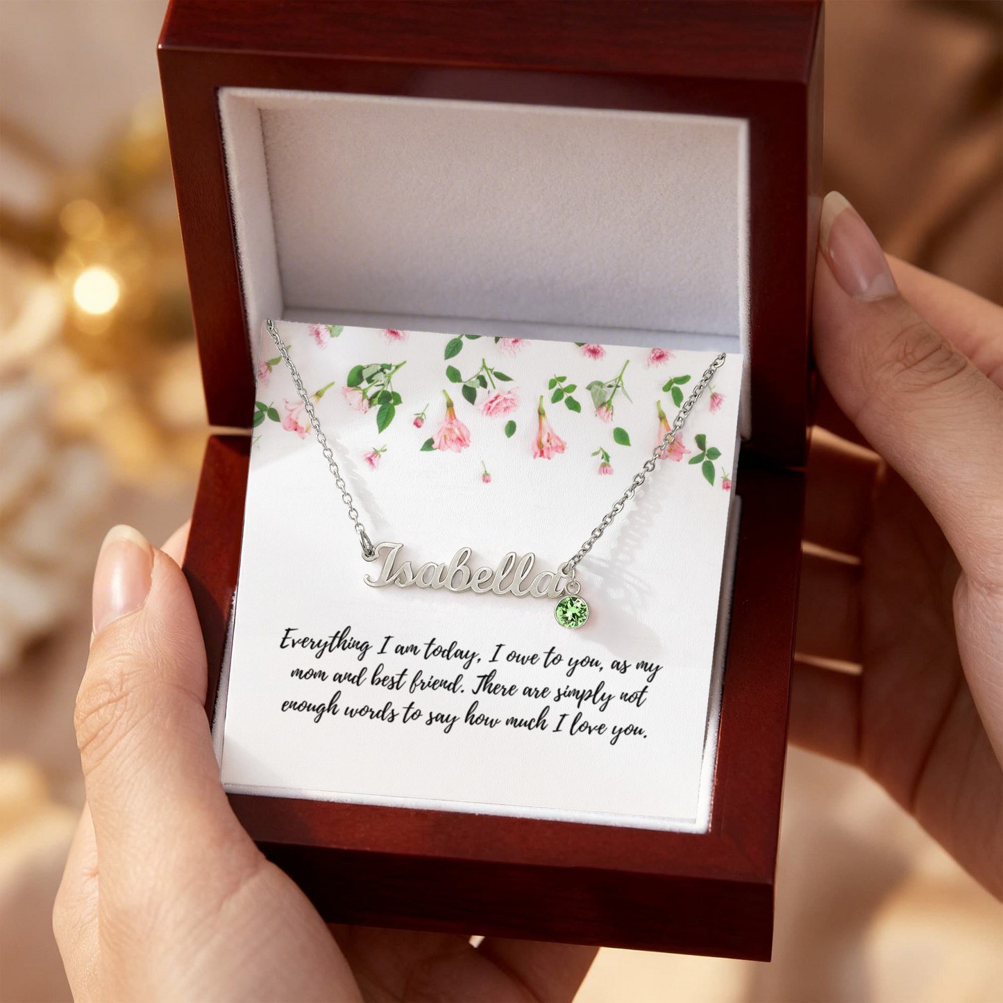 To Mom - Name Necklace with birthstone.