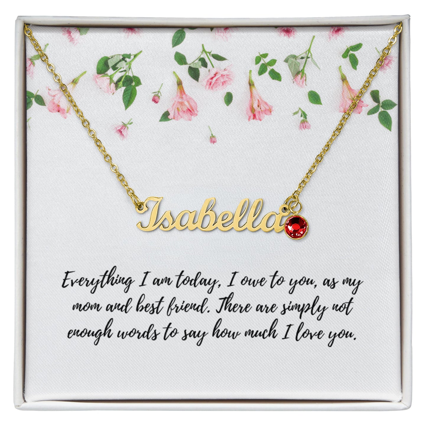 To Mom - Name Necklace with birthstone.