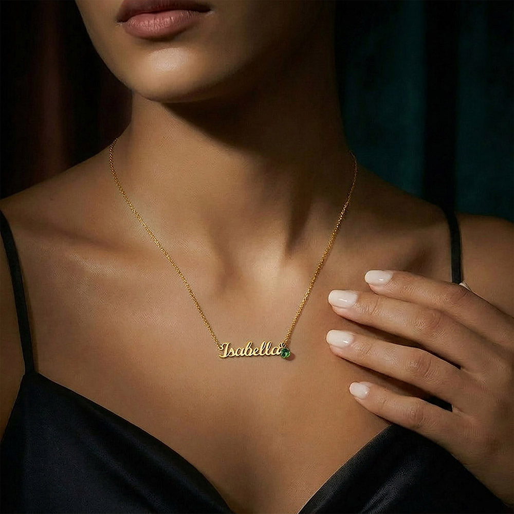 Daughter name necklace with birthstone