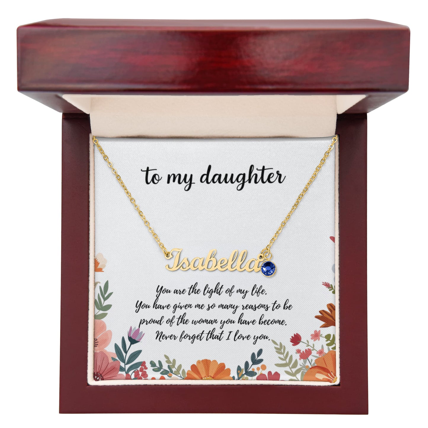 Daughter name necklace with birthstone