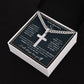 To my son. Engraved cross on Cuban Chain
