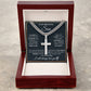 To my son. Engraved cross on Cuban Chain