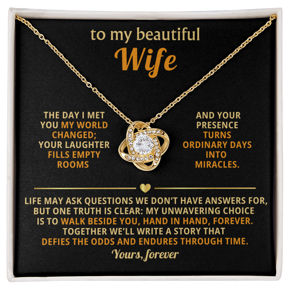 To my beautiful wife Love Knot necklace