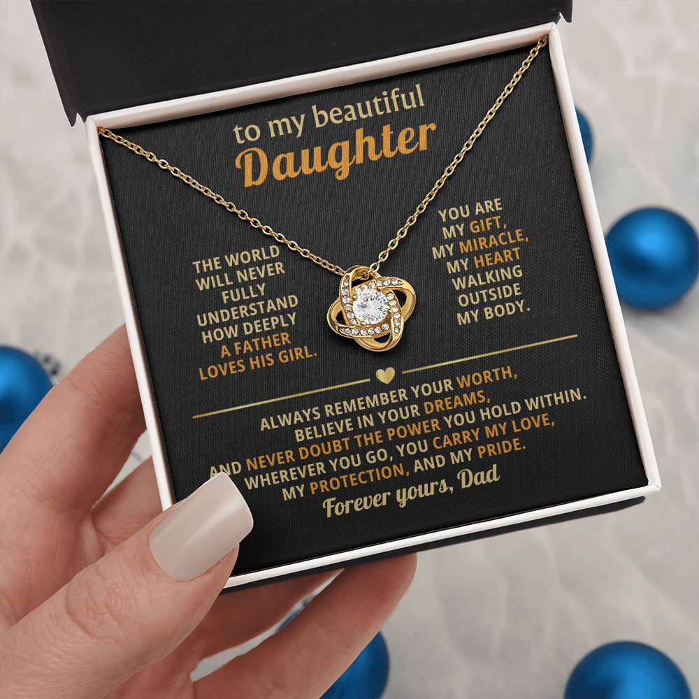 Beautiful Daughter from Dad Love Knot necklace