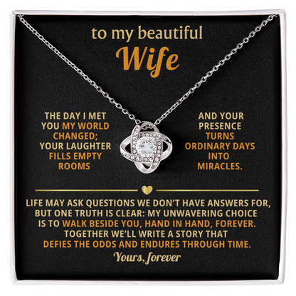 To my beautiful wife Love Knot necklace