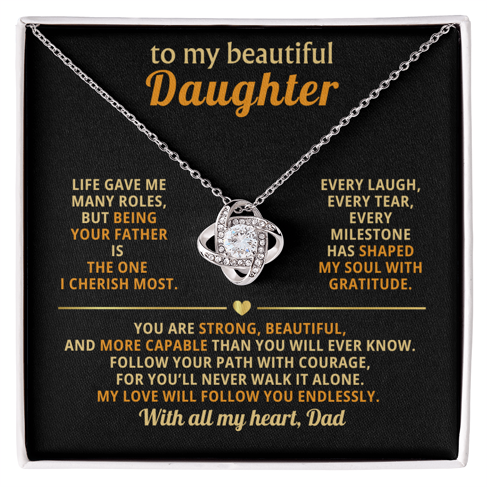 To My Beautiful Daughter Love Knot necklace from Dad