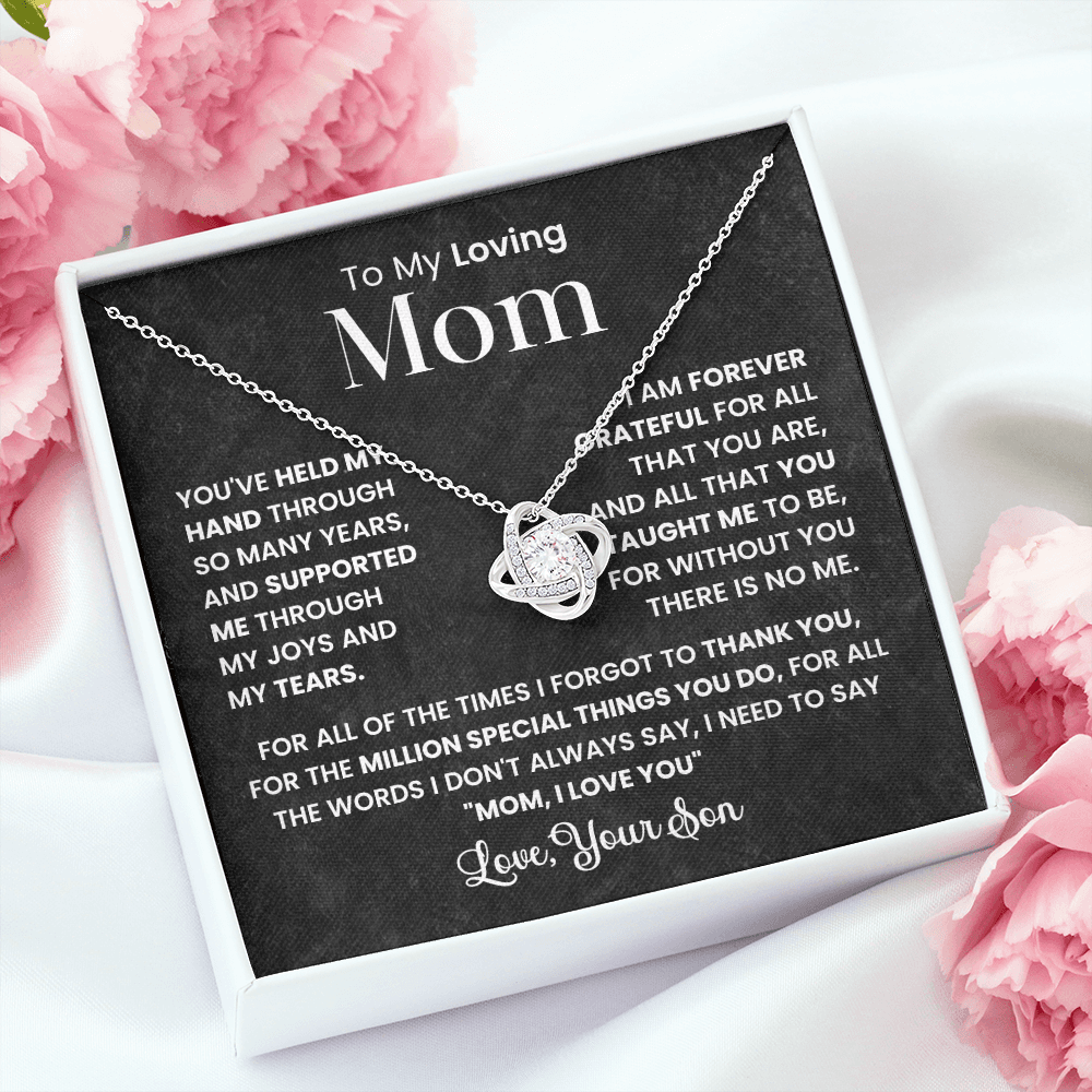 To Mom from son - love knot necklace