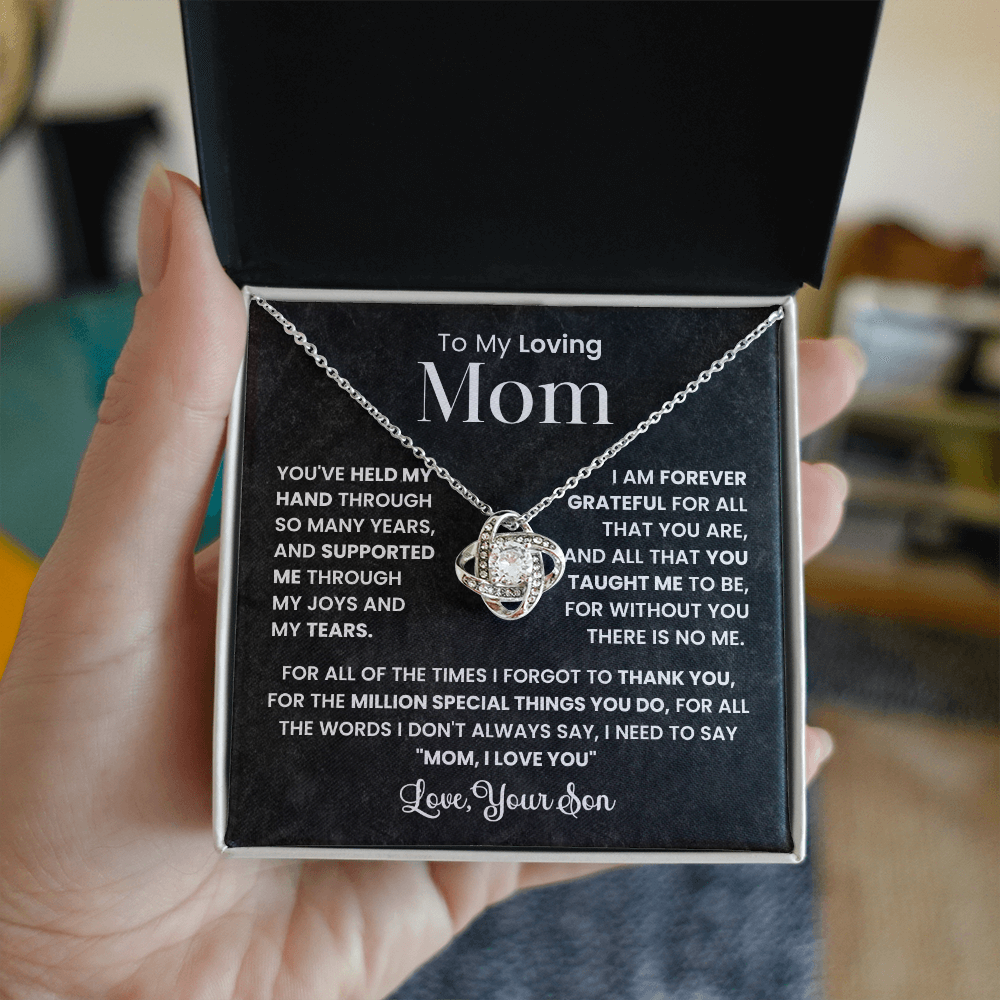 To Mom from son - love knot necklace