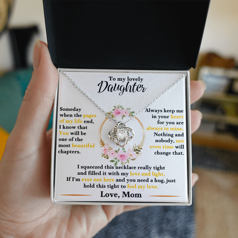Beautiful Love Knot necklace to daughter, love mom