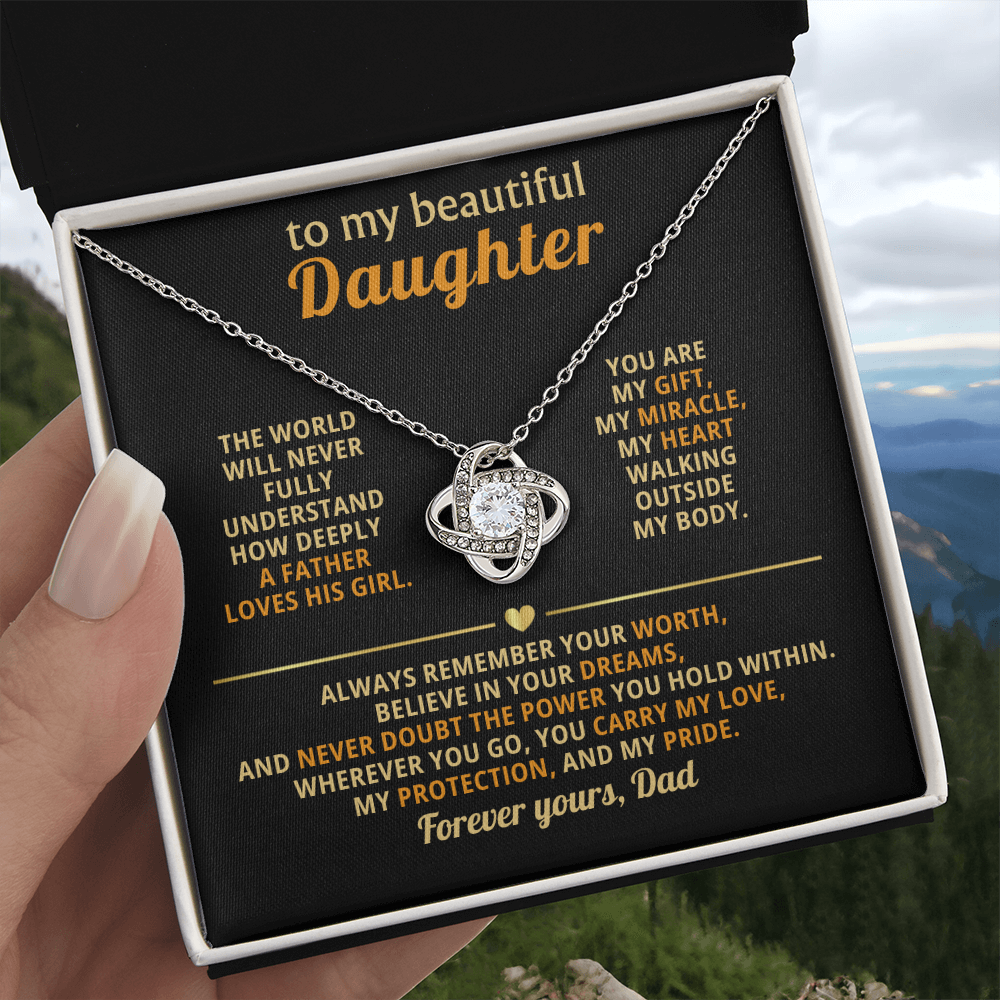 Beautiful Daughter from Dad Love Knot necklace