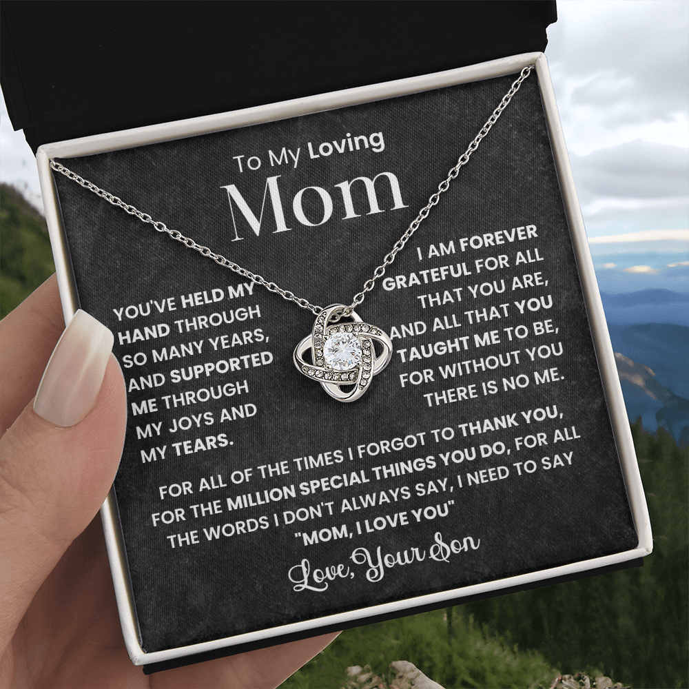 To Mom from son - love knot necklace