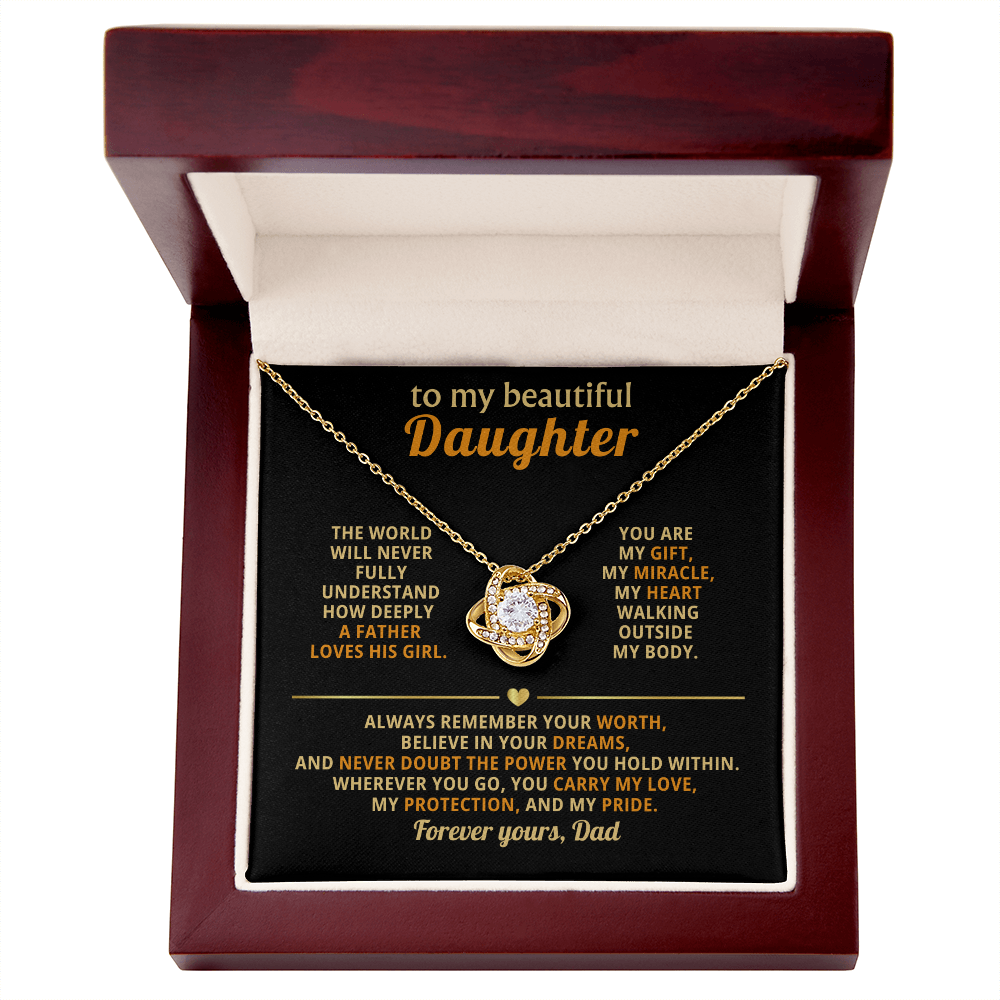 Beautiful Daughter from Dad Love Knot necklace