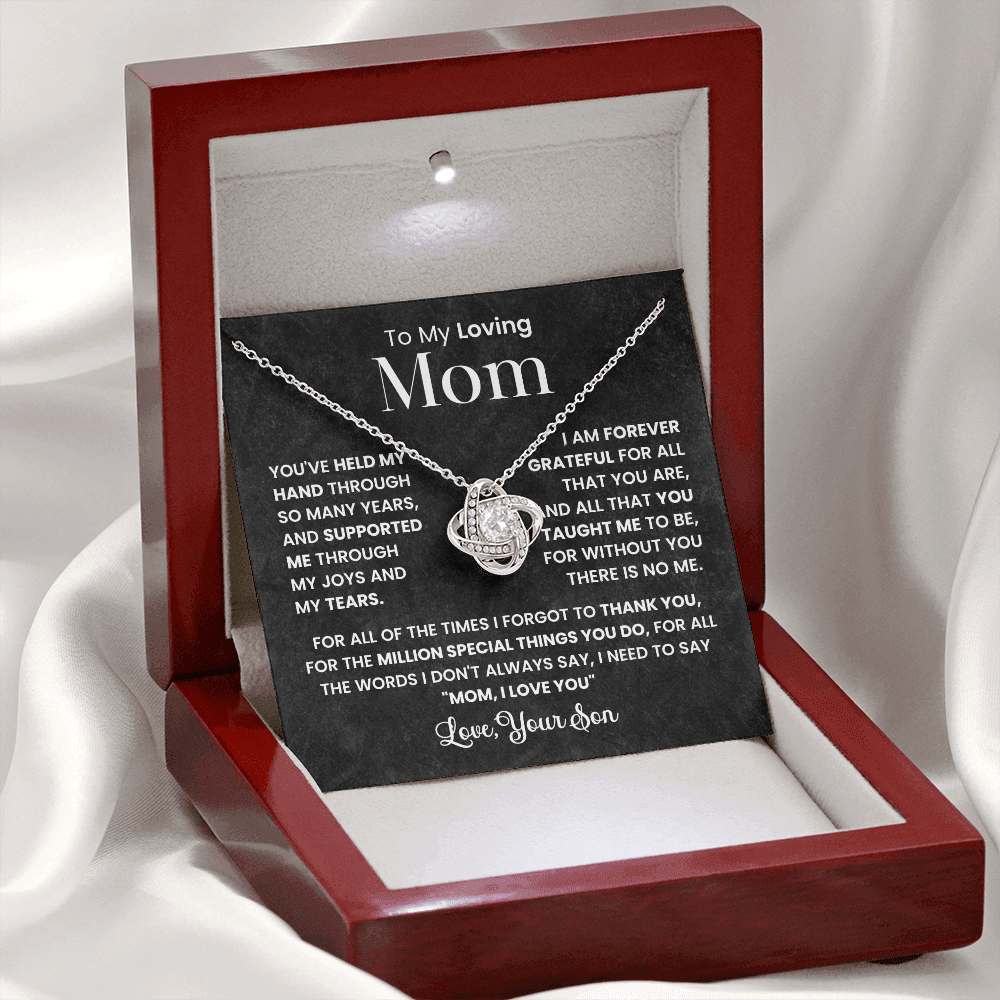 To Mom from son - love knot necklace