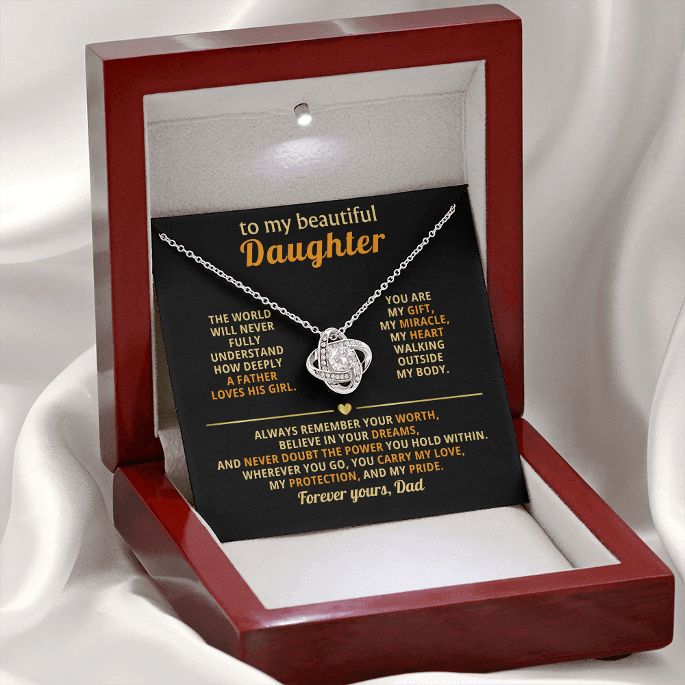 Beautiful Daughter from Dad Love Knot necklace