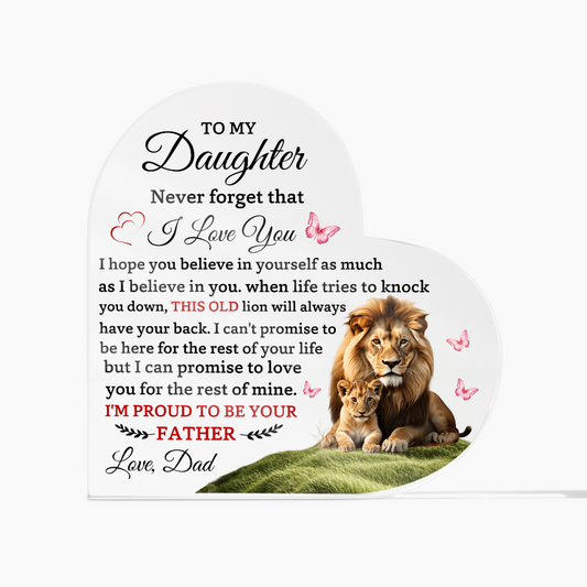 To my daughter lion cub acrylic heart