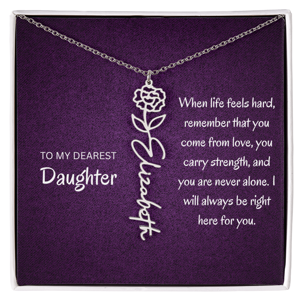 My daughter Name Birth flower necklace