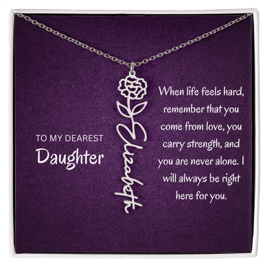 My daughter Name Birth flower necklace