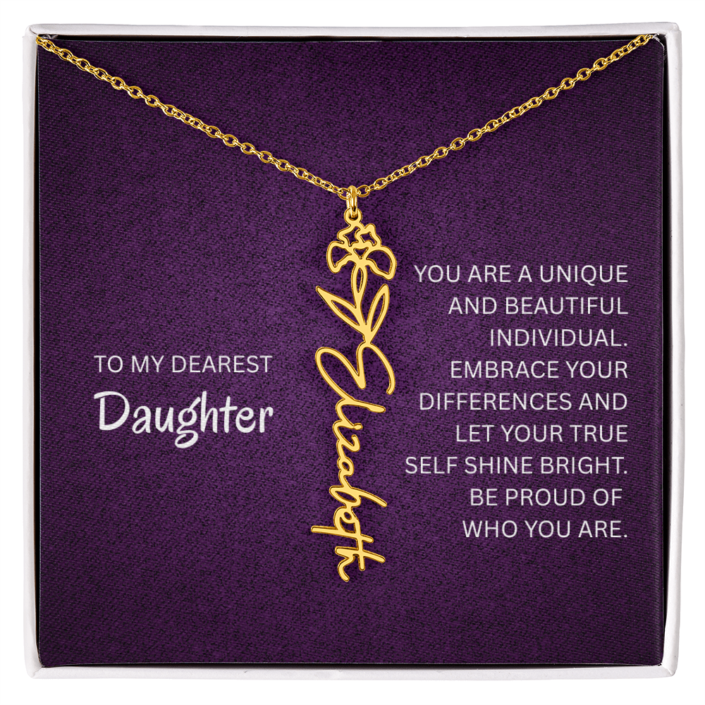 My Daughter birth flower name necklace