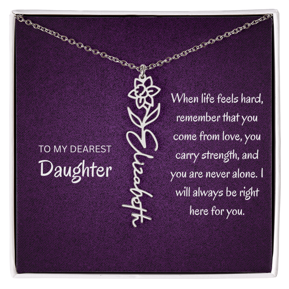 My daughter Name Birth flower necklace