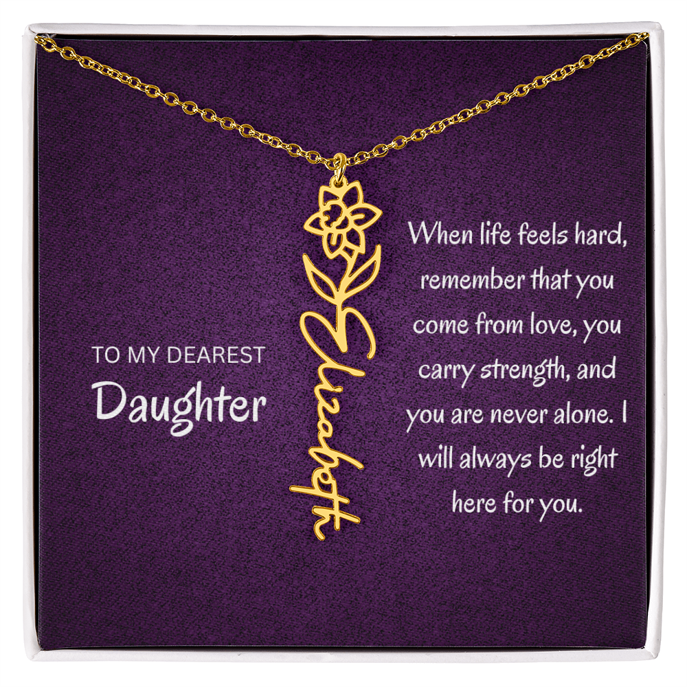 My daughter Name Birth flower necklace