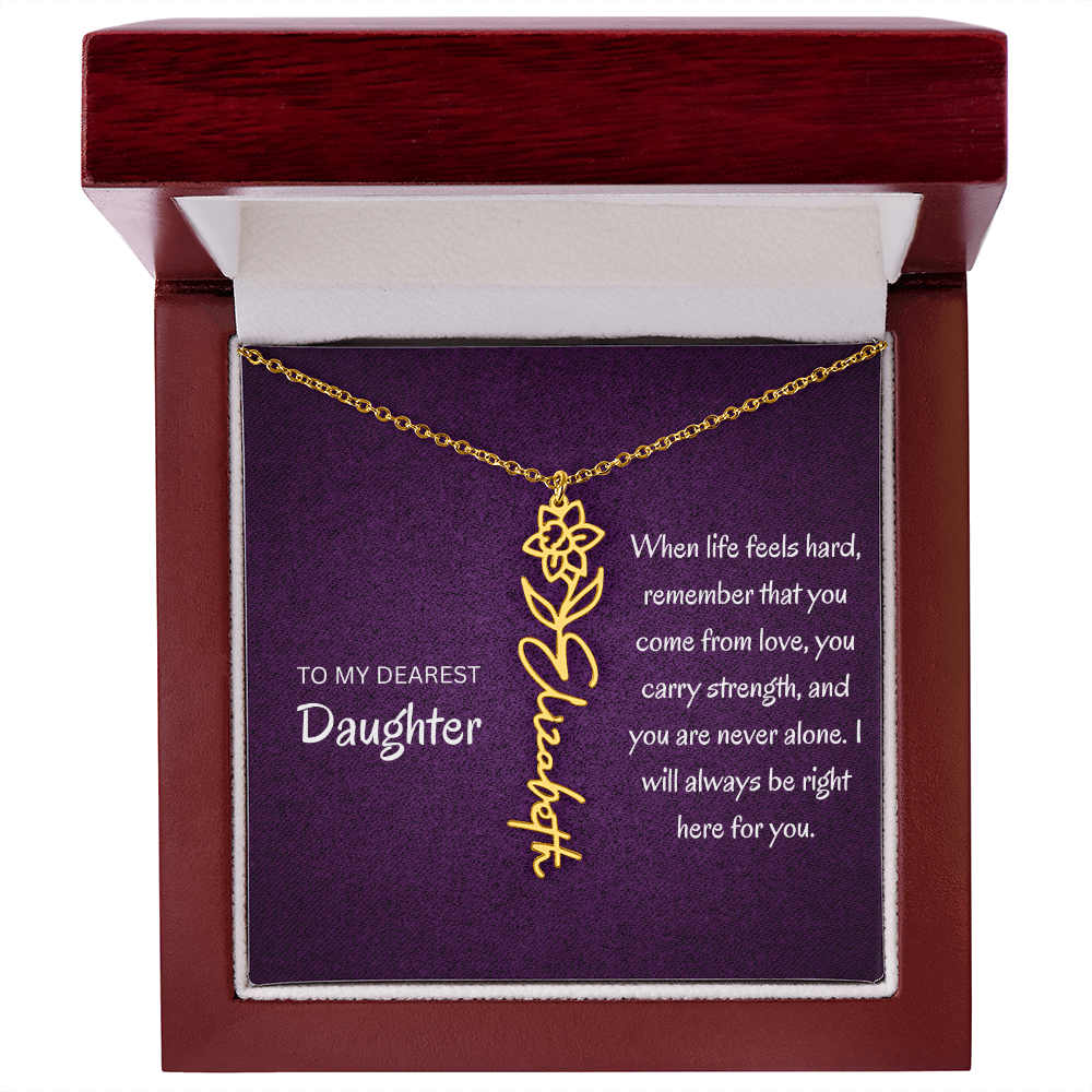 My daughter Name Birth flower necklace
