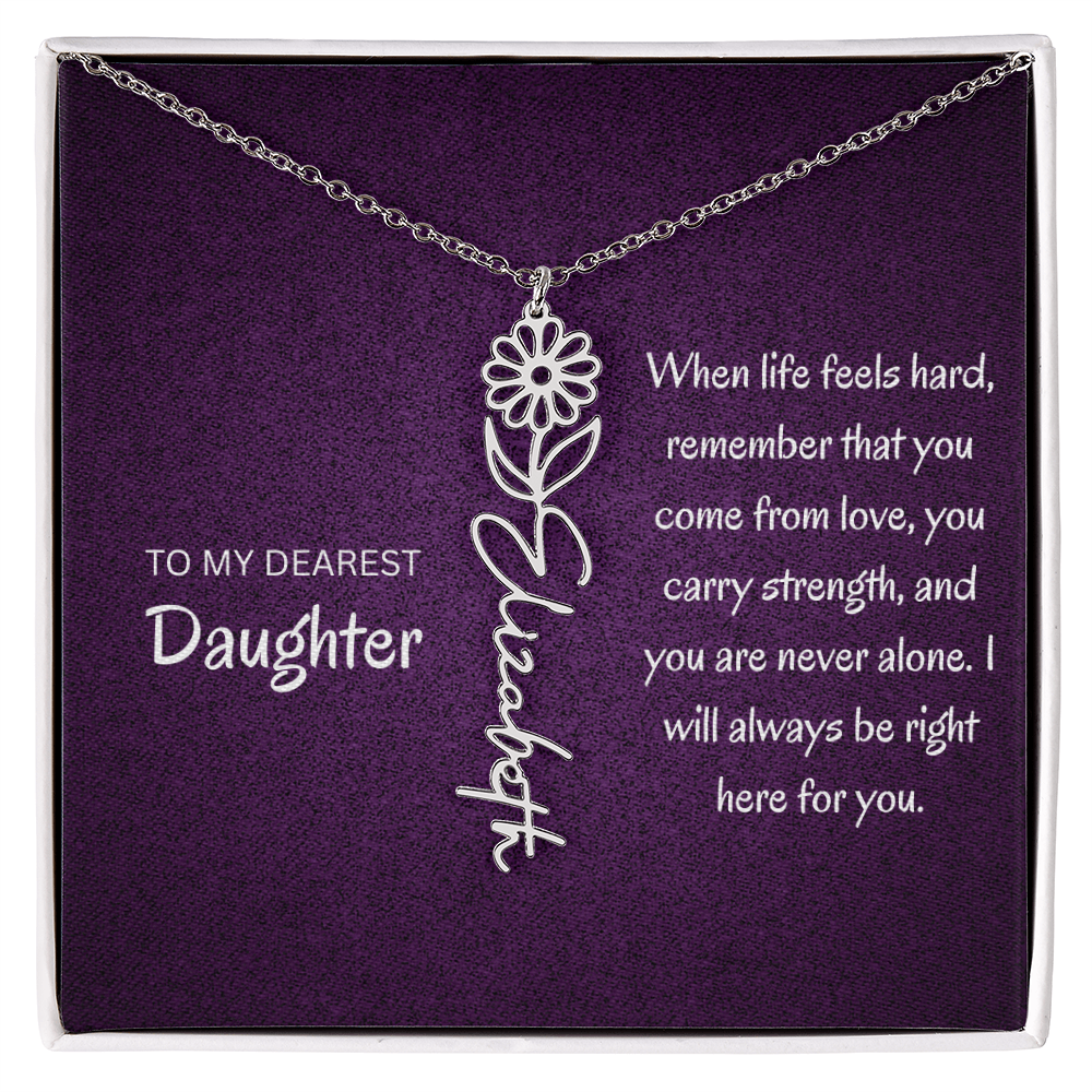 My daughter Name Birth flower necklace
