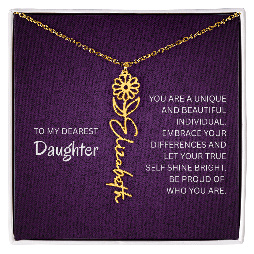 My Daughter birth flower name necklace