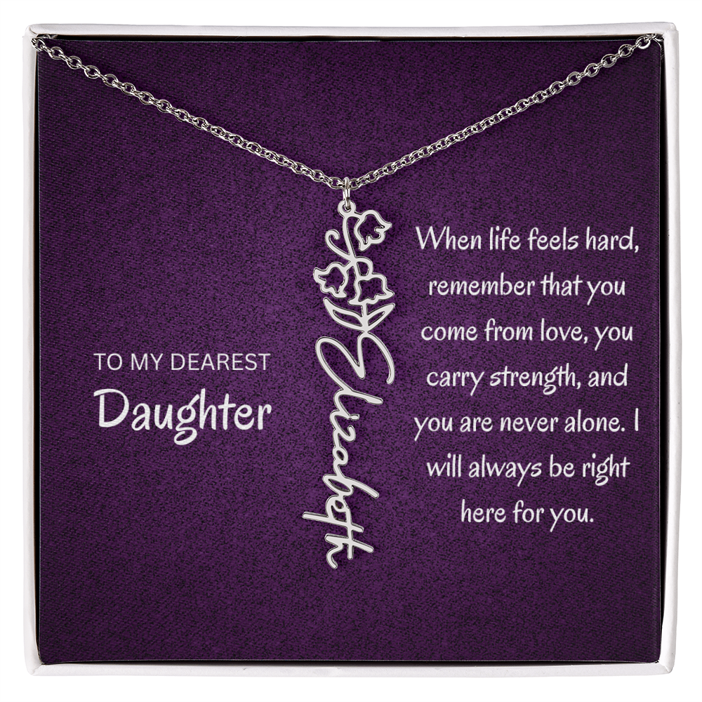 My daughter Name Birth flower necklace