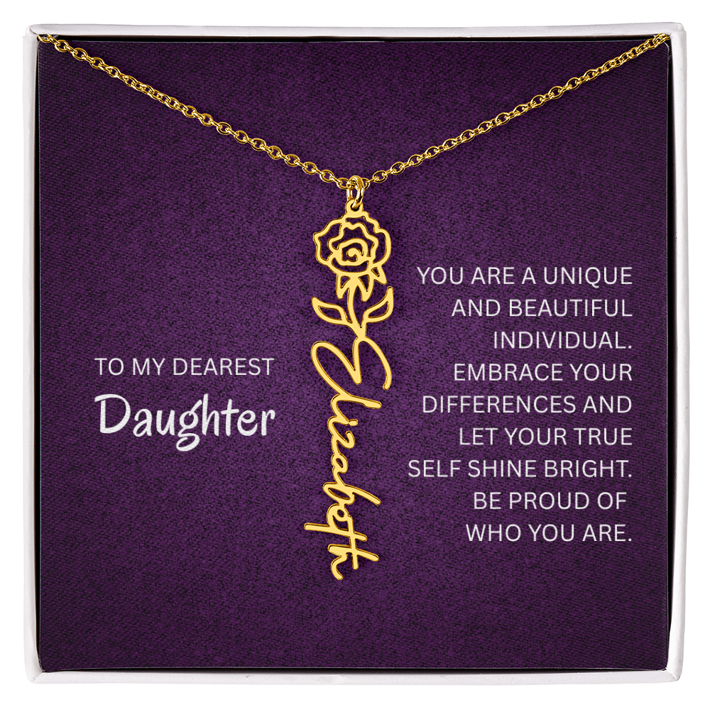 My Daughter birth flower name necklace