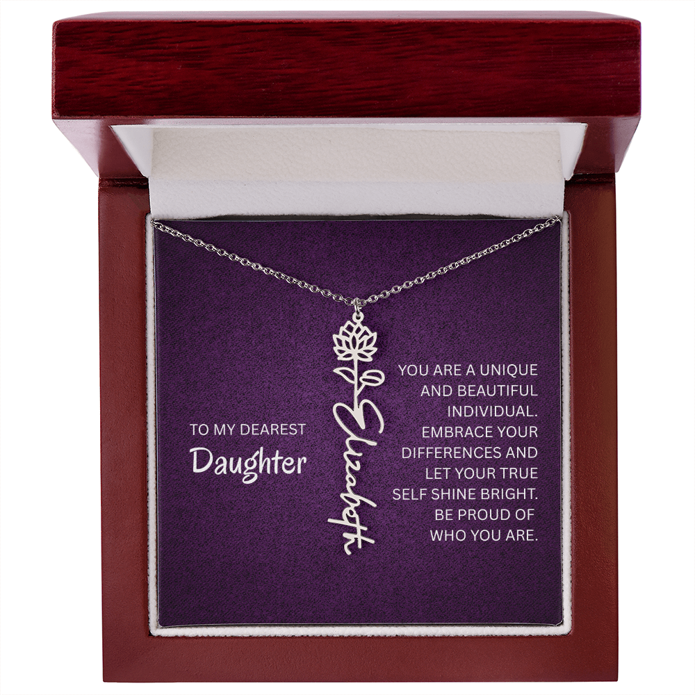 My Daughter birth flower name necklace