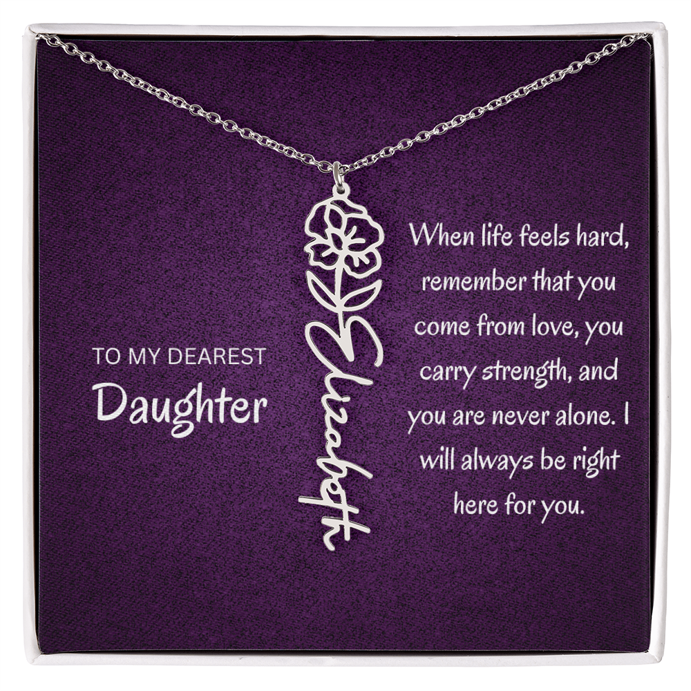 My daughter Name Birth flower necklace