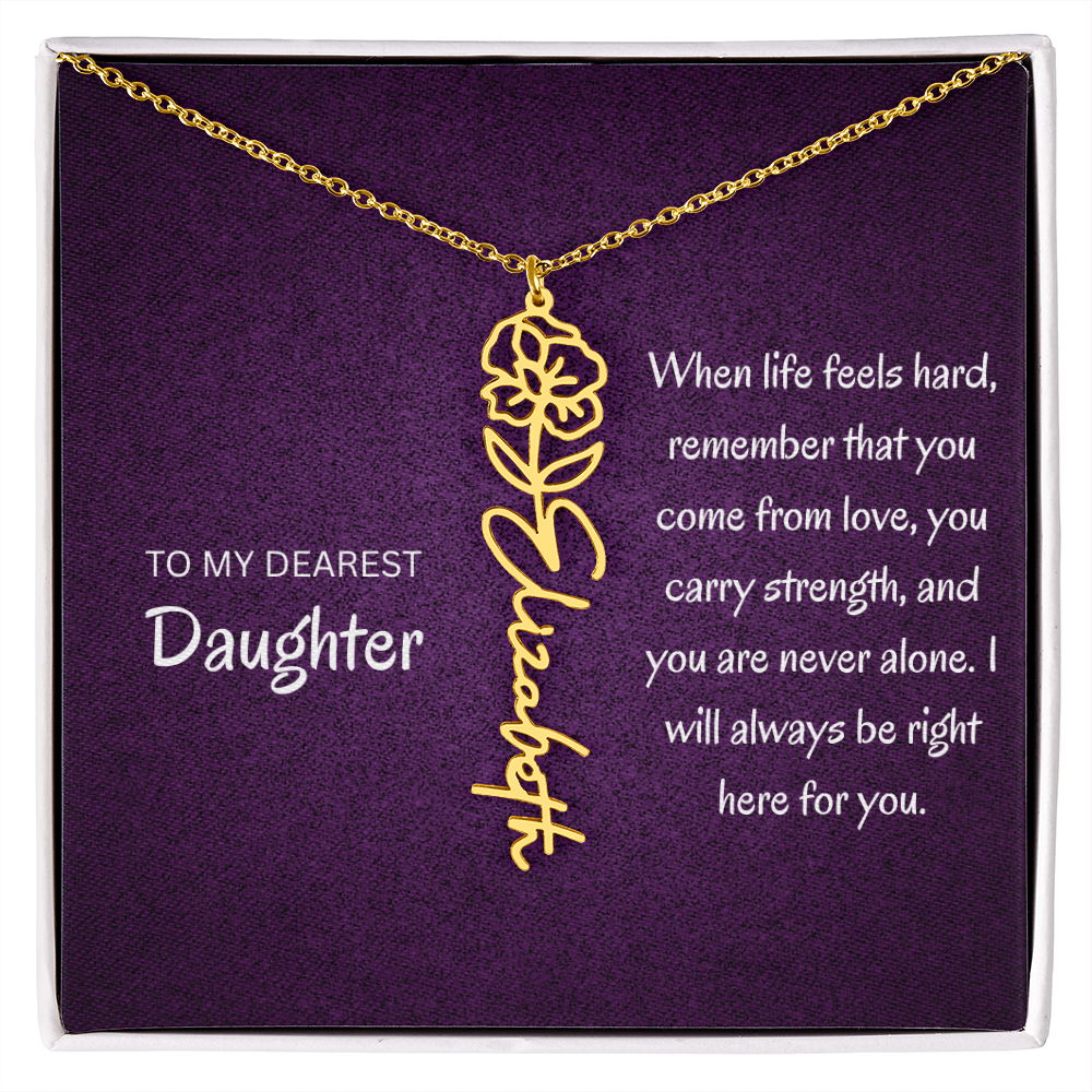 My daughter Name Birth flower necklace