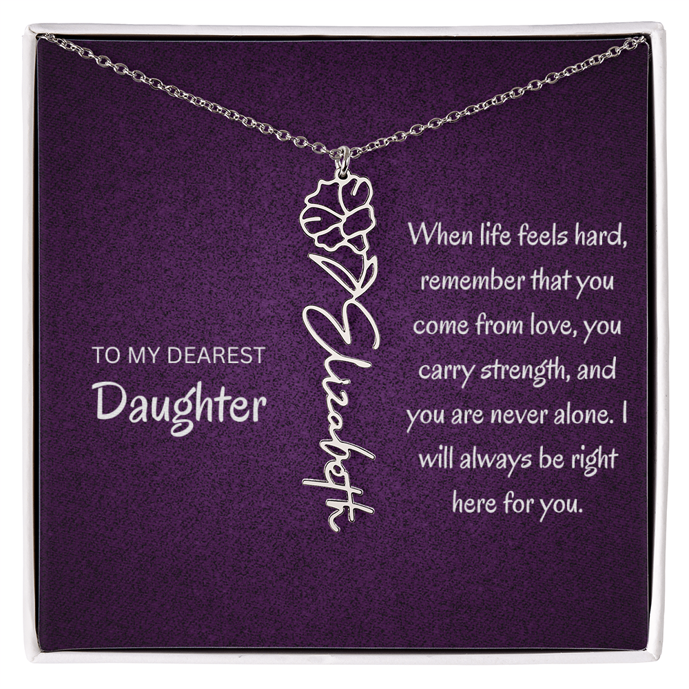 My daughter Name Birth flower necklace