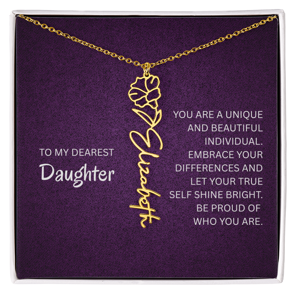 My Daughter birth flower name necklace