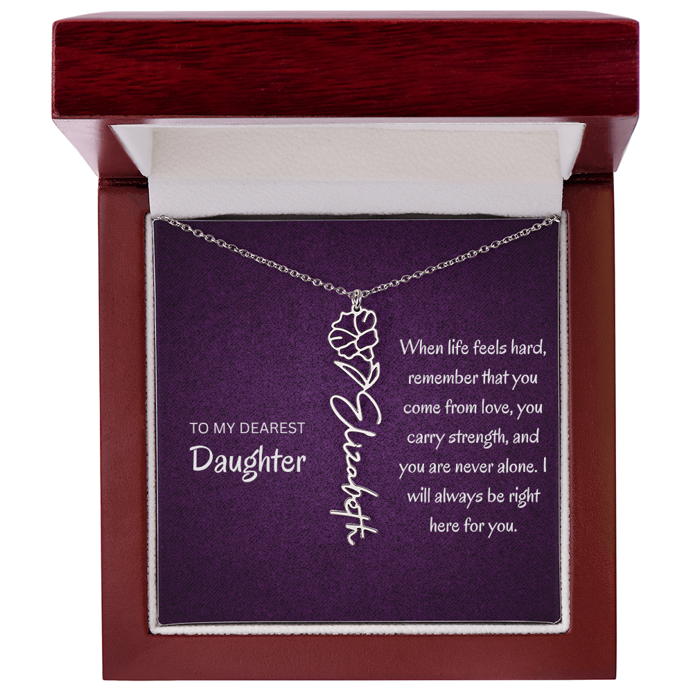 My daughter Name Birth flower necklace