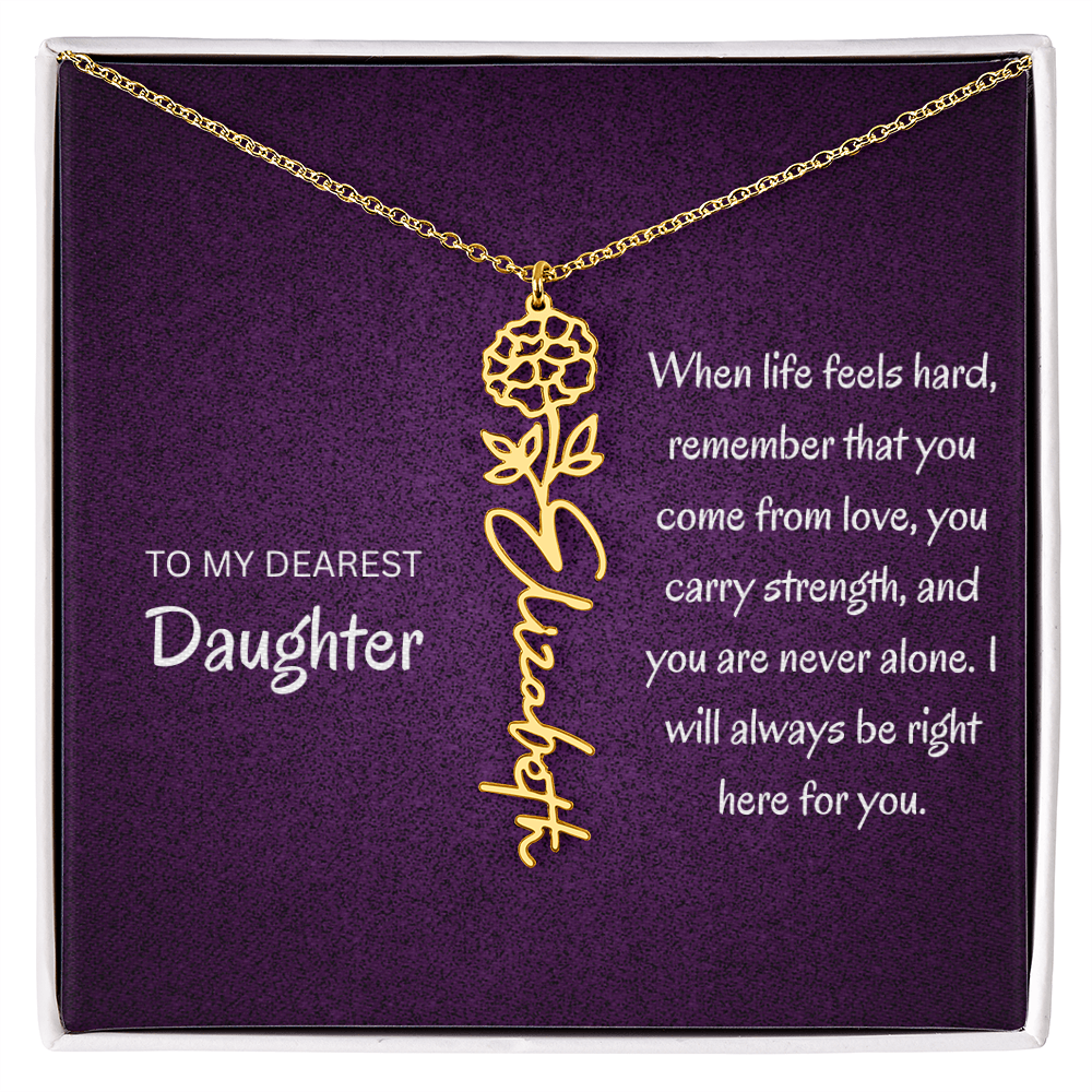 My daughter Name Birth flower necklace